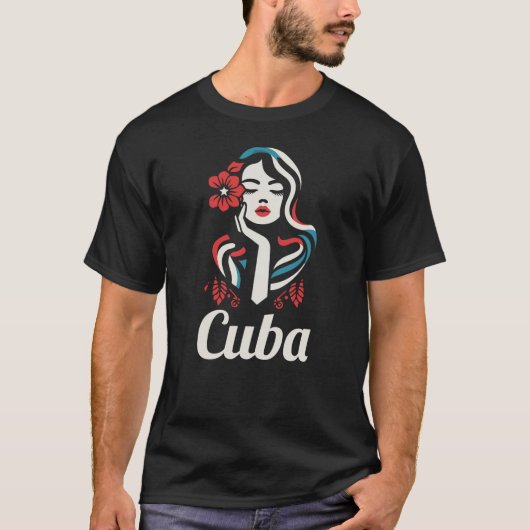 T-shirt Cuba Pays avec belle femme design (Devant)