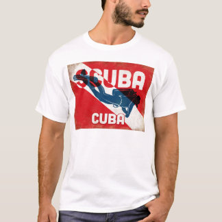 T-shirt Cuba Scuba Diver - Blue Retro