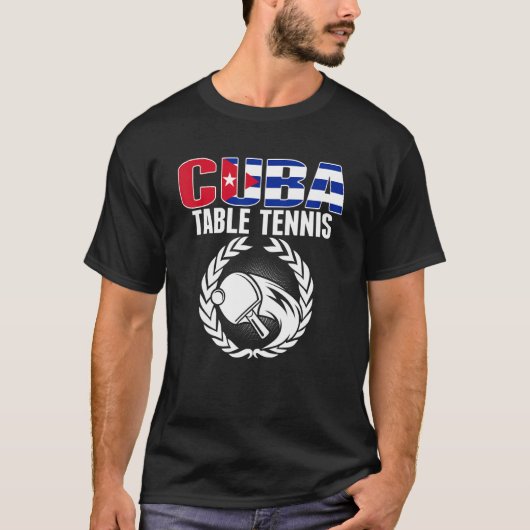 T-shirt Cuba Table Tennis Cubain Ping Pong Supporter Sp (Devant)