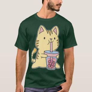 T-shirt Cube Buble Thé Kitty Kawaii Boba Thé Chat Japon Sw
