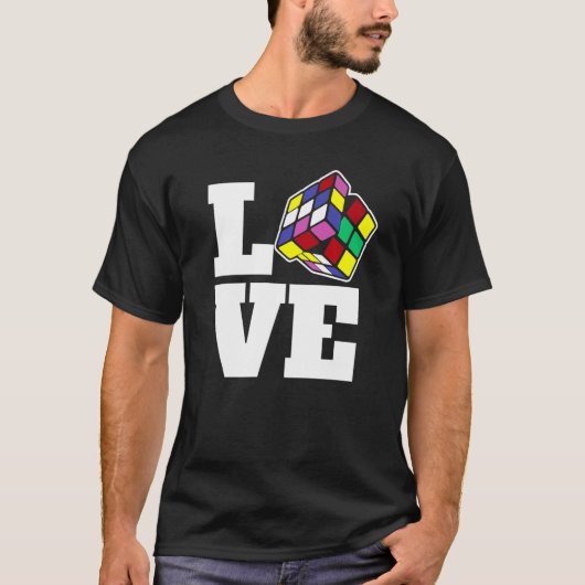 T-shirt Cube de puzzle concurrentiel Love Speed Cubing 80' (Devant)