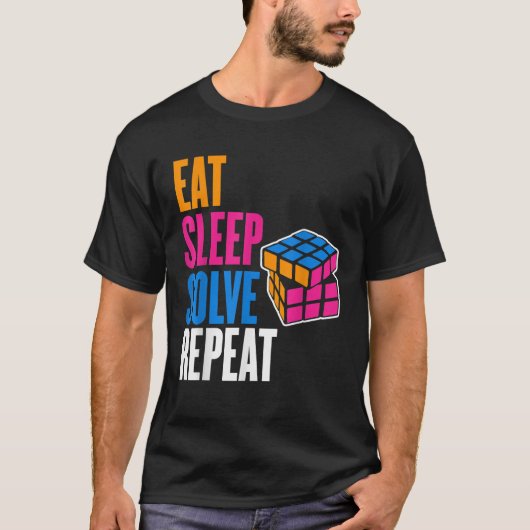 T-shirt Cube de puzzle concurrentiel Manger Sleep Solve Sp (Devant)