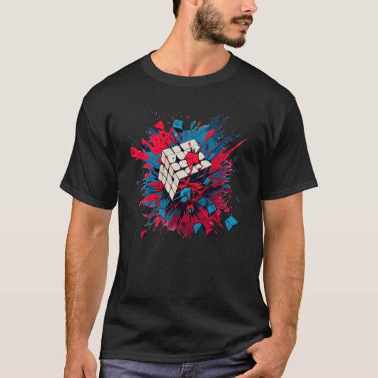 T-shirt Cube de puzzle Exploding Speed Cubing 80's Youth V (Devant)