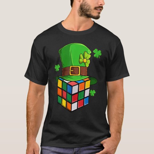 T-shirt Cube Speed Cubing Math Puzzle St Patrick Day Kids (Devant)
