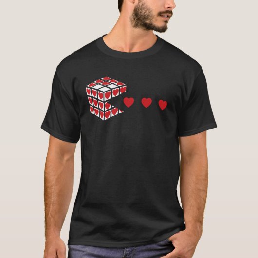 T-shirt Cuber Speed Cubing Love Heart Math Puzzle Valenti (Devant)