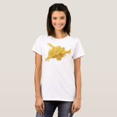 T-shirt Cubes Abstraits de Mode en Or Foncé Art (Devant entier)