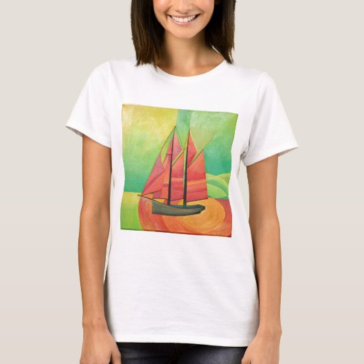 T-shirt Cubist bateau à voile Abstrait Art géométrique (Devant)