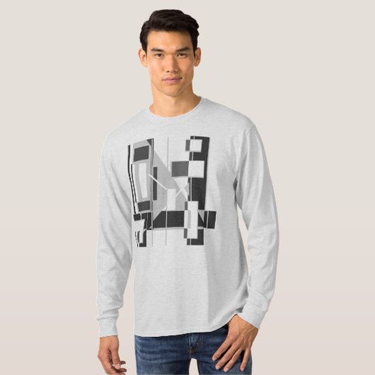 T-shirt Cubiste d'art Abstrait gris d'inspiration MCM géom (Devant entier)