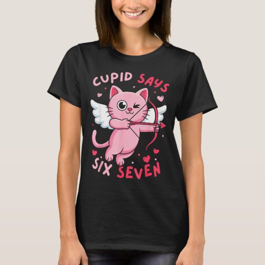 T-shirt Cud Says 67 Six Seven Meme Cute Cat Valentine's Da (Devant)