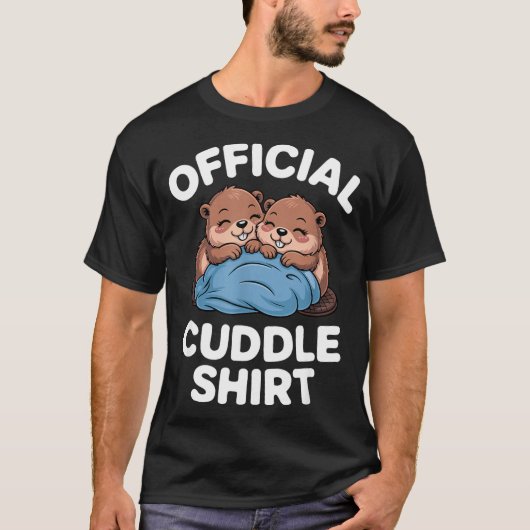 T-shirt Cuddle Shirt Cute Beavers Snuggling  (Devant)