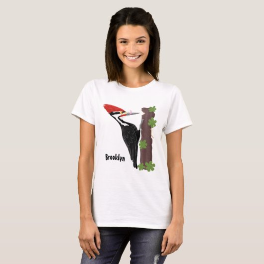 T-shirt Cue drôle Pileated woodpecker dessin d'illustratio (Devant entier)