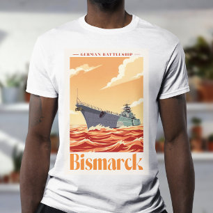 T-shirt Cuirassé allemand Bismarck - Affiche Navale Vintag