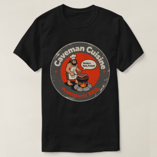 T-shirt Cuisinier BBQ Préhistorique Cuisinant des Coupes d