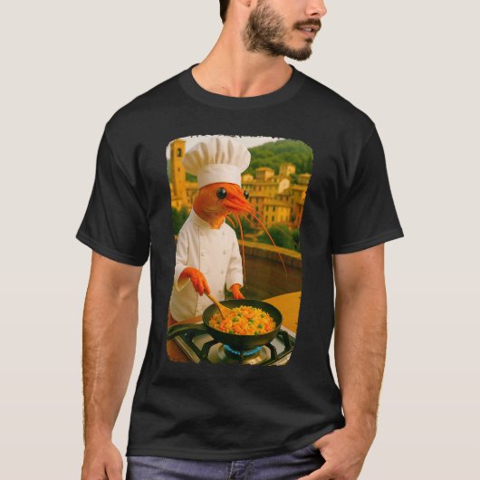 T-shirt Cuisinier de crevettes drôle cuisine du riz frit a (Devant)