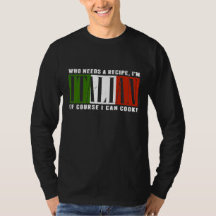 T-shirt Cuisinier Drapeau Nourriture Italienne Mignon Cui