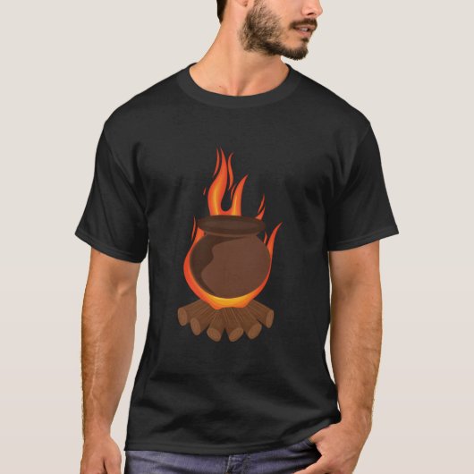 T-shirt Cuisson dans un pot en argile sur un feu de bois (Devant)