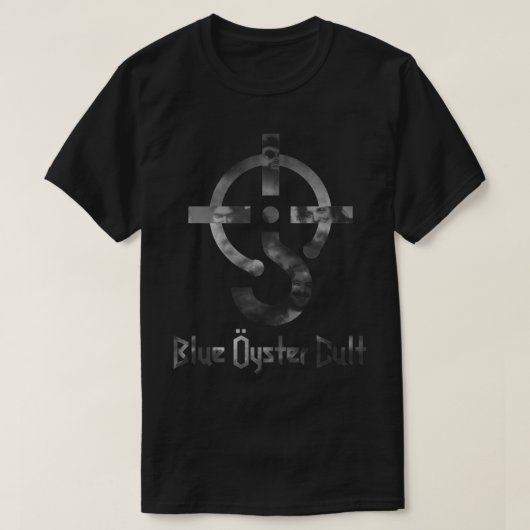 T-shirt Culte d'huître bleue - noir et blanc - avec texte (Design devant)