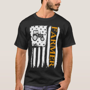 T-shirt Cultivation du tracteur patriotique US Flag Farmer