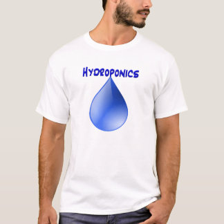 T-shirt Culture hydroponique, texte bleu, baisse de l'eau