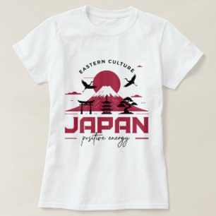 T-shirt Culture oriental Japon Mont Fuji & Grues Positif