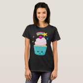 T-shirt Cupcake bleu mignon avec visage Kawaii (Devant entier)