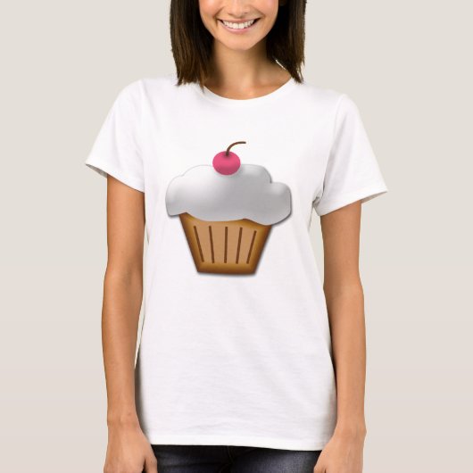 T-shirt Cupcake coupé avec cerise rose sur le dessus (Devant)