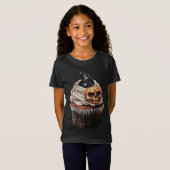 T-Shirt CUPCAKE éffrayant ORANGE & HALLOWEEN NOIR (Devant entier)