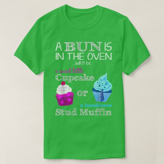 T-shirt Cupcake Ou Stud Muffin Genre Révéler Garçon Ou Fil (Design devant)