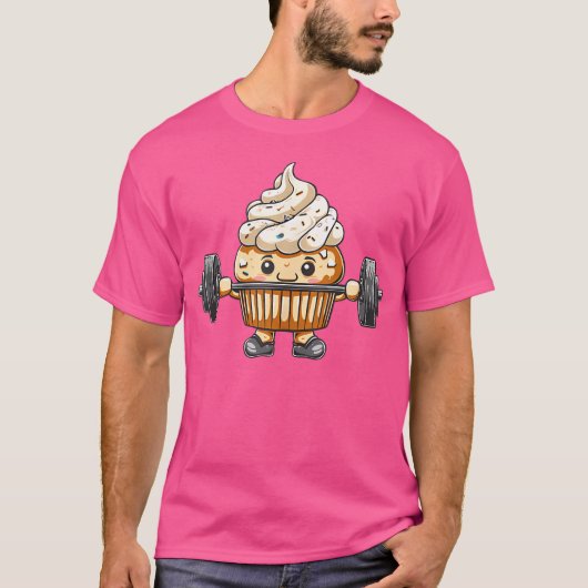 T-shirt Cupcake Poids Barbell Workout Peser (Devant)