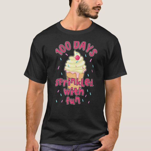 T-shirt Cupcake Student 100th Days Sprinkled Fun 100 Days (Devant)