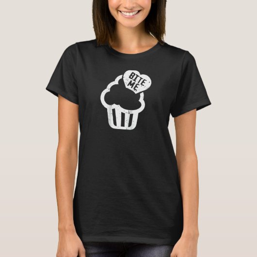 T-shirt Cupcake Sucré Je mange Bite Me Raglan (Devant)