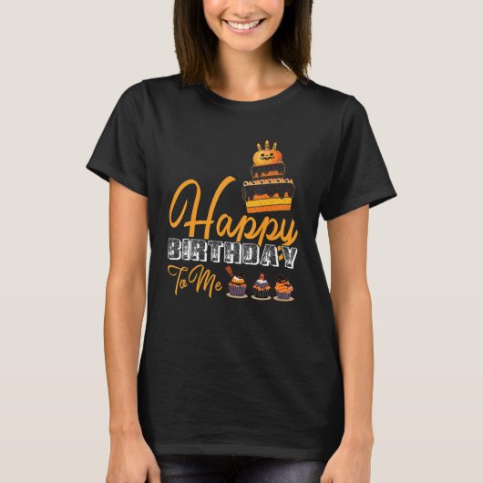 T-shirt Cupcakes Halloween Birthday Cake Happy Birthday (Devant)