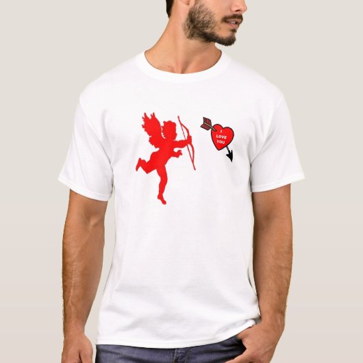 T-Shirt Cupid en Heart Red (Voorkant)