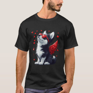 T-shirt Cupid Husky Sibérien Saint-Valentin Amoureux des C