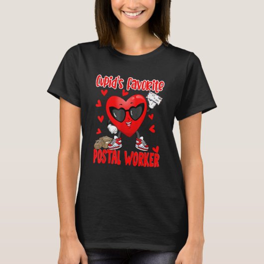 T-shirt Cupid's Favorite Postal Worker Dabbing Heart Posta (Devant)