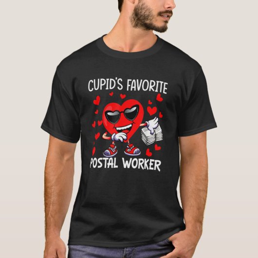 T-shirt Cupid's Favorite Postal Worker Mailman Happy Valen (Devant)