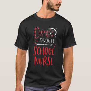 T-shirt Cupid's Favorite School Nurse Red Plaid Valentine'