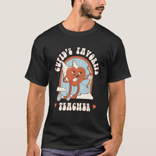T-shirt Cupid's Favorite Teacher Red Heart Teacher's Cute  (Devant)