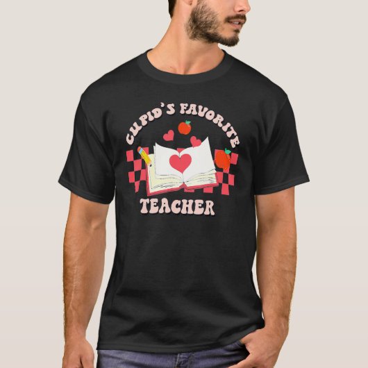 T-shirt Cupid's Favorite Teacher Retro Groovy Valentines D (Devant)