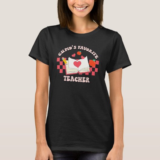 T-shirt Cupid's Favorite Teacher Retro Groovy Valentines D (Devant)
