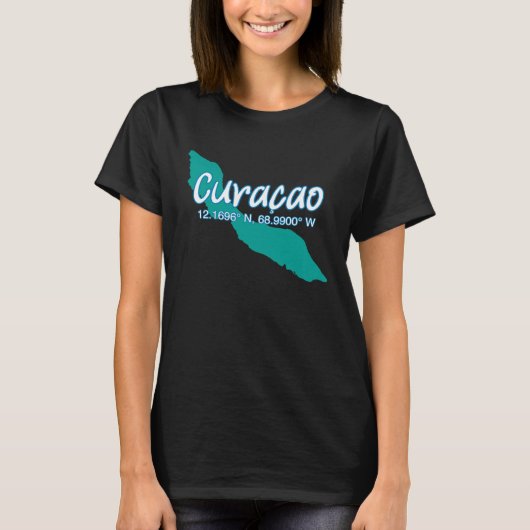 T-shirt Curacao Island Coordinates Tourist Vacation (Devant)