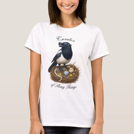 T-shirt Curator of Shiny Things – Magpie Bling ELGIS (Devant)