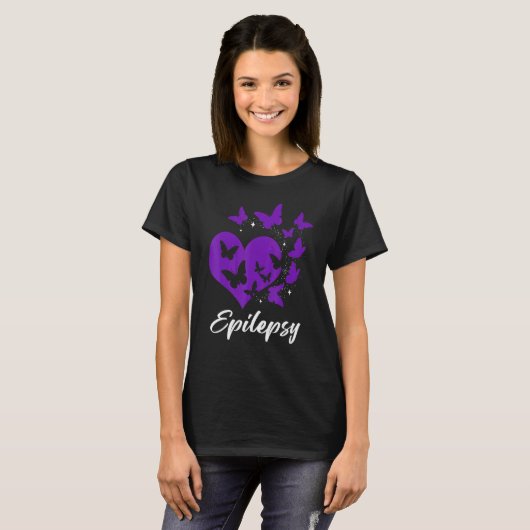 T-shirt Cure Epilepsy Awareness Day Warrior Butterfly Purp (Devant entier)