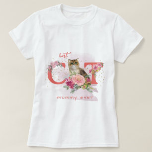 T-shirt Curieux Chat Et Fleurs Personnalisables