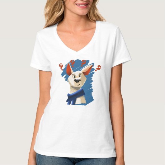T-shirt Curieux chien de dessin sur le bleu - animal de co (Devant)