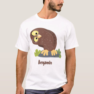 T-shirt Curieux et drôle dessin animé de chouette brune