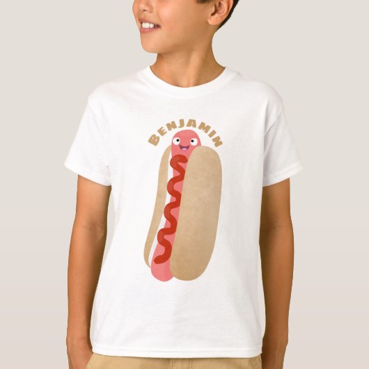 T-shirt Curieux hot dog Weiner dessin animé (Devant)