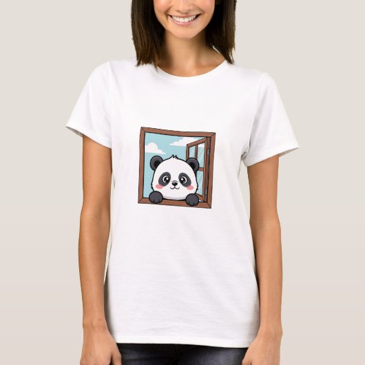 T-shirt Curious Peeking Panda (Devant)