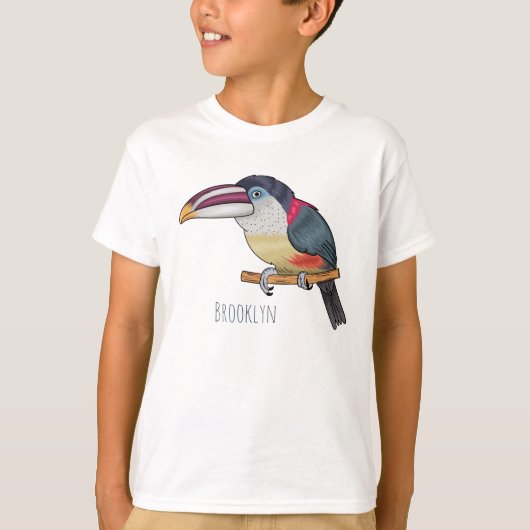 T-shirt Curl crested aracari bird cartoon (Devant)