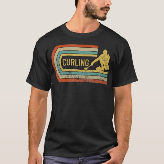 T-shirt Curler Silhouette Perdu Retro Curling (Devant)